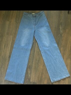 Lizette Collection High Rise Wide Leg Jeans Med Wash, Size Large retro 70s